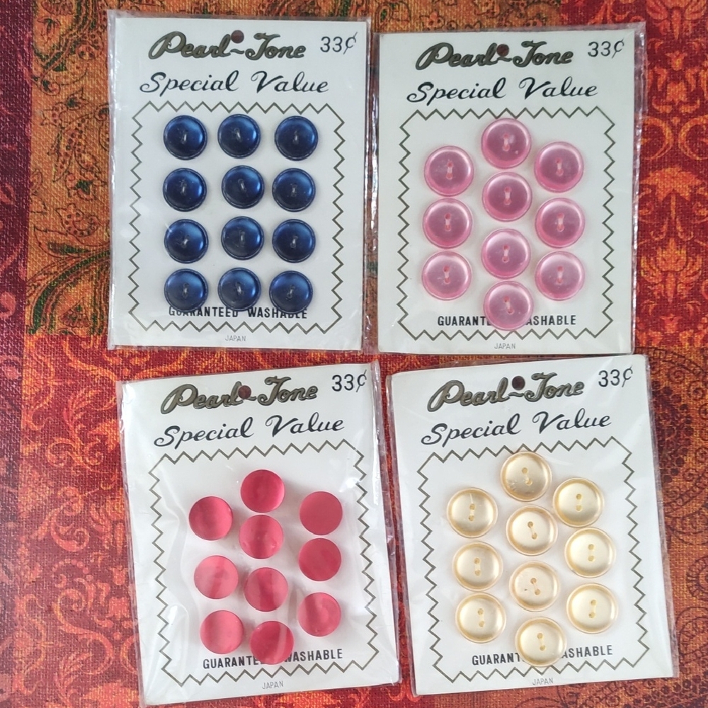 Pearl Button Collection in Navy, Pink, and Cream